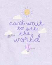 Cargar imagen en el visor de la galería, 3-Piece Hot Air Balloon Print Little Cardigan Set - White/Purple