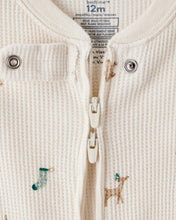 Cargar imagen en el visor de la galería, Mini Christmas Cotton Long-Sleeve Snug Fit 1-Piece Pajamas - White