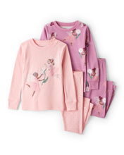 Cargar imagen en el visor de la galería, Fairy Floral 100% Cotton Long-Sleeve Snug Fit 4-Piece Pajamas - Pink/Purple