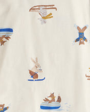 Cargar imagen en el visor de la galería, Woodland Print Cotton Long-Sleeve Snug Fit 4-Piece Pajamas - White/Blue