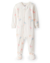Cargar imagen en el visor de la galería, Dinosaur Print 100% Cotton Long-Sleeve 2-Way Zip 1-Piece Pajamas - White