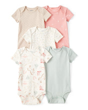 Cargar imagen en el visor de la galería, 5-Pack Cowgirl Print Cotton Multipack Bodysuits - White/Blue/Pink