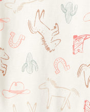 Cargar imagen en el visor de la galería, 5-Pack Cowgirl Print Cotton Multipack Bodysuits - White/Blue/Pink