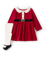 Cargar imagen en el visor de la galería, 2-Piece Santa Christmas Holiday Sweater Dress & Tights Set - Red