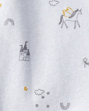 Cargar imagen en el visor de la galería, Unicorn Star Print 100% Cotton Long-Sleeve 2-Way Zip Sleep & Play Pajamas - Blue