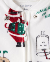 Cargar imagen en el visor de la galería, Beige Santa Milk & Cookies Loose Fit Fleece Long-Sleeve Sleep & Play Pajamas - White