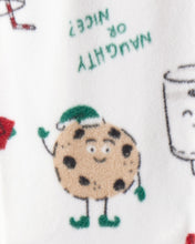 Cargar imagen en el visor de la galería, Beige Santa Milk & Cookies Loose Fit Fleece Long-Sleeve Sleep & Play Pajamas - White