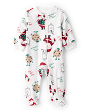 Cargar imagen en el visor de la galería, Beige Santa Milk & Cookies Loose Fit Fleece Long-Sleeve Sleep & Play Pajamas - White