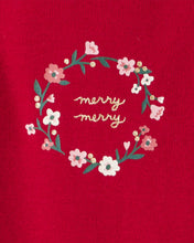 Cargar imagen en el visor de la galería, 3-Piece Floral Merry Cotton Bodysuits & Pant Set - White/Red