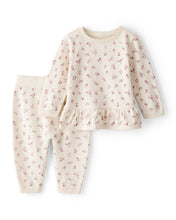 Cargar imagen en el visor de la galería, Floral Cotton Long-Sleeve Tee & Pant Set - White