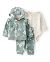 Cargar imagen en el visor de la galería, 3-Piece Floral Zip-Up Jacket Outfit Set