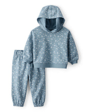 Cargar imagen en el visor de la galería, 2-Piece Bow Print Cotton Long-Sleeve Hoodie & Pant Set - Blue