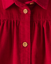 Cargar imagen en el visor de la galería, Corduroy Long-Sleeve Dress - Red