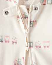Cargar imagen en el visor de la galería, Train Print 100% Cotton Long-Sleeve Snug Fit Sleep & Play Pajamas - Cream