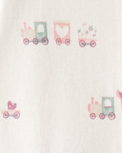 Cargar imagen en el visor de la galería, Train Print 100% Cotton Long-Sleeve Snug Fit Sleep & Play Pajamas - Cream