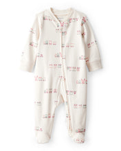 Cargar imagen en el visor de la galería, Train Print 100% Cotton Long-Sleeve Snug Fit Sleep & Play Pajamas - Cream
