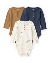 Cargar imagen en el visor de la galería, 3-Pack Elephant Print Long-Sleeve Multipack Bodysuits