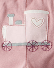 Cargar imagen en el visor de la galería, 3-Piece Train Print Long-Sleeve Bodysuit & Pant Set - Pink