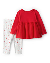 Cargar imagen en el visor de la galería, Heart Long-Sleeve Tee & Pant Set - Red