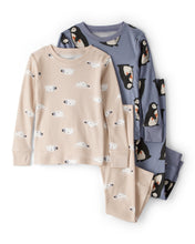 Cargar imagen en el visor de la galería, Penguin & Polar Bear 100% Cotton Loose Fit 4-Piece Pajamas - Grey