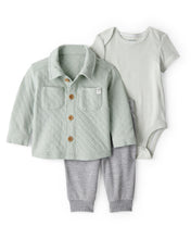 Cargar imagen en el visor de la galería, 3-Piece Quilted Jacket Outfit Set - Green