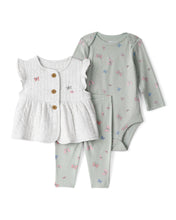 Cargar imagen en el visor de la galería, 3-Piece Butterfly Vest Outfit Set - Green