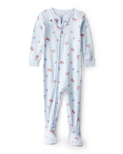 Cargar imagen en el visor de la galería, Butterfly 100% Cotton Long-Sleeve Snug Fit 2-way Zip 1-Piece Pajamas - Blue