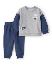 Cargar imagen en el visor de la galería, Varsity French Terry Sweatshirt & Pant Set - Grey/Navy