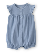 Cargar imagen en el visor de la galería, Rib Short-Sleeve Romper - Blue