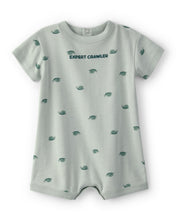 Cargar imagen en el visor de la galería, 'Expert Crawler' Snail Short-Sleeve Romper - Green
