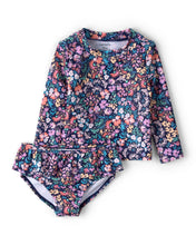 Cargar imagen en el visor de la galería, 2-Piece Floral Long-Sleeve Rashguard Swimsuit Set