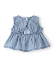 Cargar imagen en el visor de la galería, 3-Piece Cherry Chambray Sleeveless Top; Bodysuit & Short Set - Pink/Blue