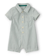 Cargar imagen en el visor de la galería, Stripe Short-Sleeve Romper - Green/White