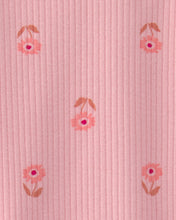 Cargar imagen en el visor de la galería, 2-Piece Floral Short-Sleeve Bodysuit & Short Set - Pink/White