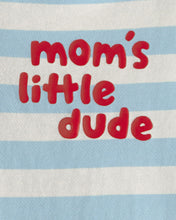 Cargar imagen en el visor de la galería, 'Mom's Little Dude' Striped Graphic Bodysuit - Blue/Ivory