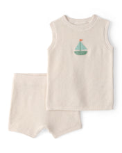 Cargar imagen en el visor de la galería, Baby 2-Piece Sailboat Crochet Top & Short Set - Cream