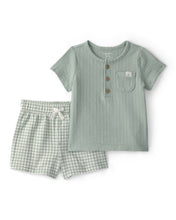 Cargar imagen en el visor de la galería, Baby 2-Piece Gingham Top & Short Set - Green