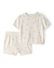 Cargar imagen en el visor de la galería, Baby 2-Piece Sailboat Sweater Top & Short Set - Ivory