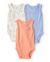 Cargar imagen en el visor de la galería, 3-Pack Sunshine Sleeveless Multipack Bodysuits - Orange/Blue/Ivory