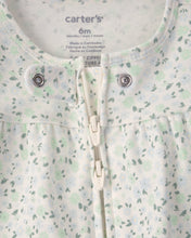Cargar imagen en el visor de la galería, Floral 2-Way Zip 100% Cotton Sleep & Play Pajama - Green/Ivory