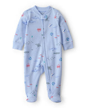 Cargar imagen en el visor de la galería, Sea Animals 2-Way Zip 100% Cotton Sleep & Play Pajama - Blue