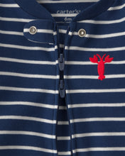Cargar imagen en el visor de la galería, Lobster 2-Way Zip 100% Cotton Sleep & Play Pajama - Blue