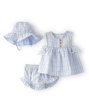Cargar imagen en el visor de la galería, 3-Piece Plaid Hat; Top & Short Set - Blue