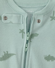 Cargar imagen en el visor de la galería, Dinosaur 100% Cotton Snug Fit 1-Piece Pajama Set - Green