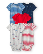 Cargar imagen en el visor de la galería, 5-Pack Nautical Multipack Bodysuits - Red/White/Blue