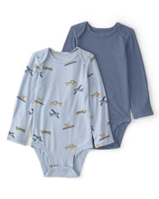 Cargar imagen en el visor de la galería, 2-Pack Plane PurelySoft Bodysuits - Blue