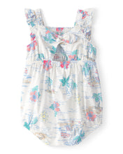 Cargar imagen en el visor de la galería, Tropical Beach Sleeveless Romper - Ivory/Green
