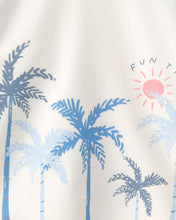 Cargar imagen en el visor de la galería, 3-Piece Palm Tree Long-Sleeve Rashguard Swimsuit Set - Blue/White