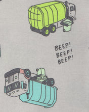 Cargar imagen en el visor de la galería, Trash Truck 100% Cotton Short-Sleeve Snug Fit 4-Piece Pajama Set - Grey