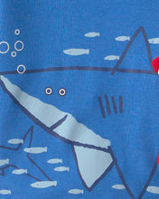 Cargar imagen en el visor de la galería, Shark 100% Cotton Short-Sleeve Snug Fit 4-Piece Pajama Set - Blue